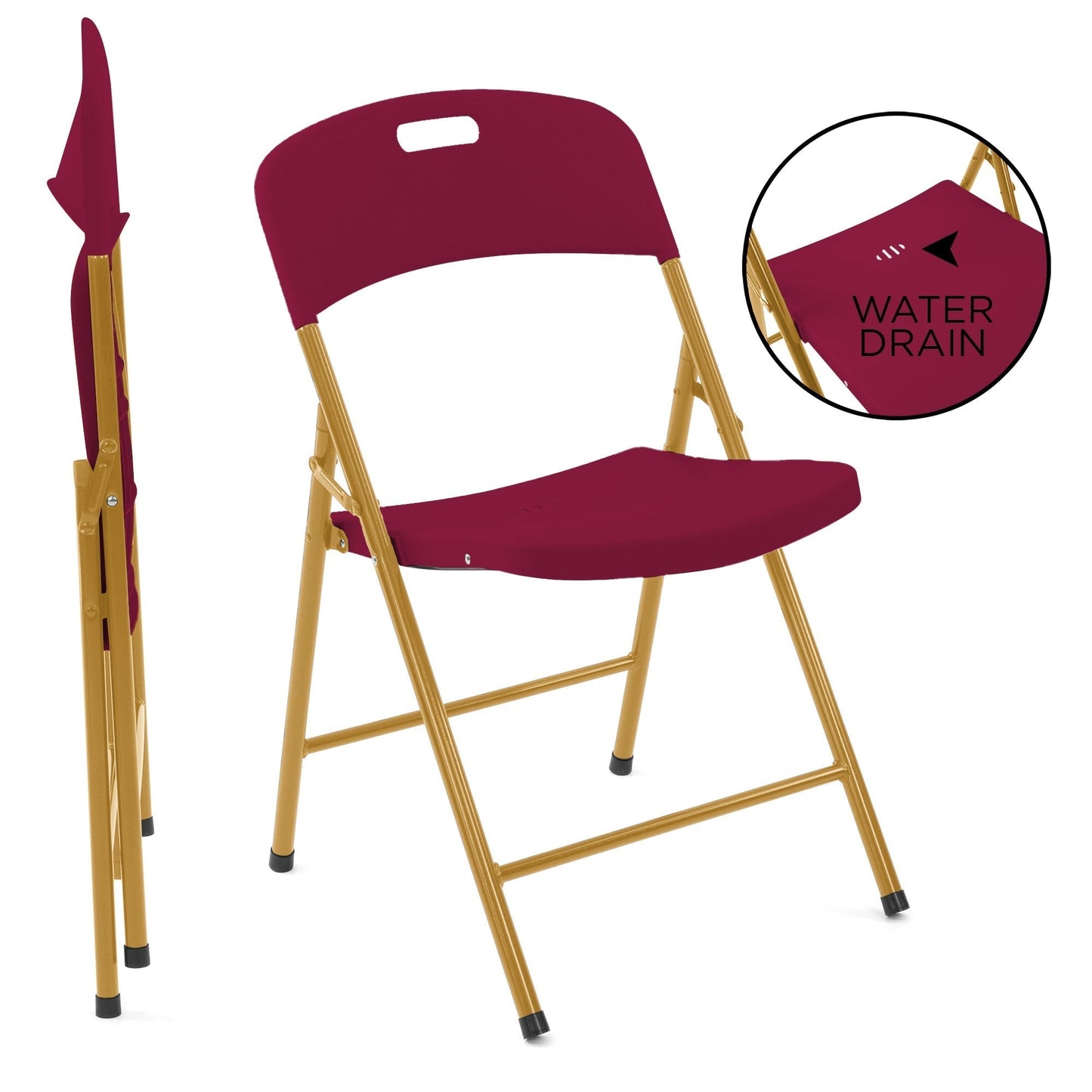 Folding Chairs - 4 Pack - Dark Red & Dark Yellow