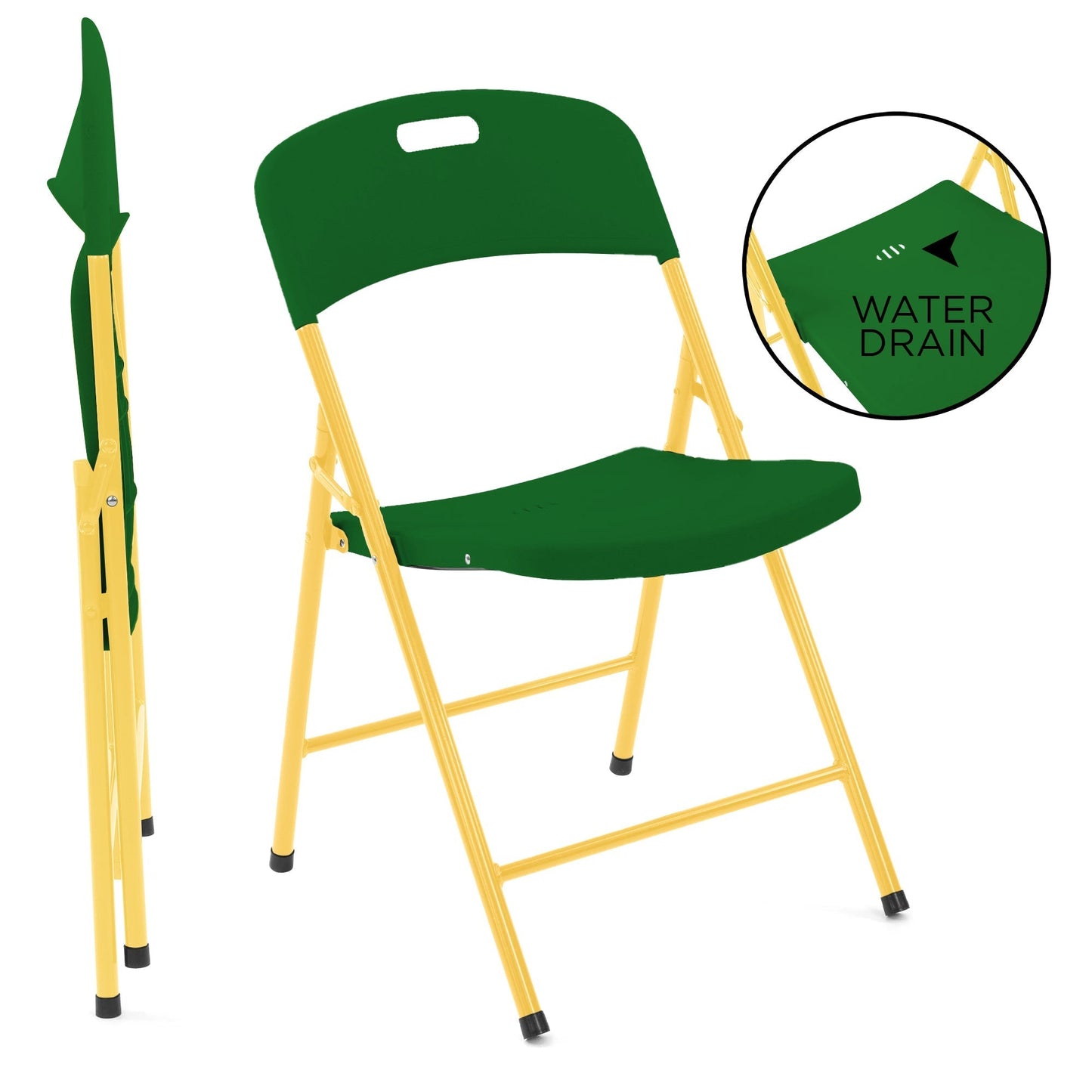 Folding Chairs - 4 Pack - Green & Yellow