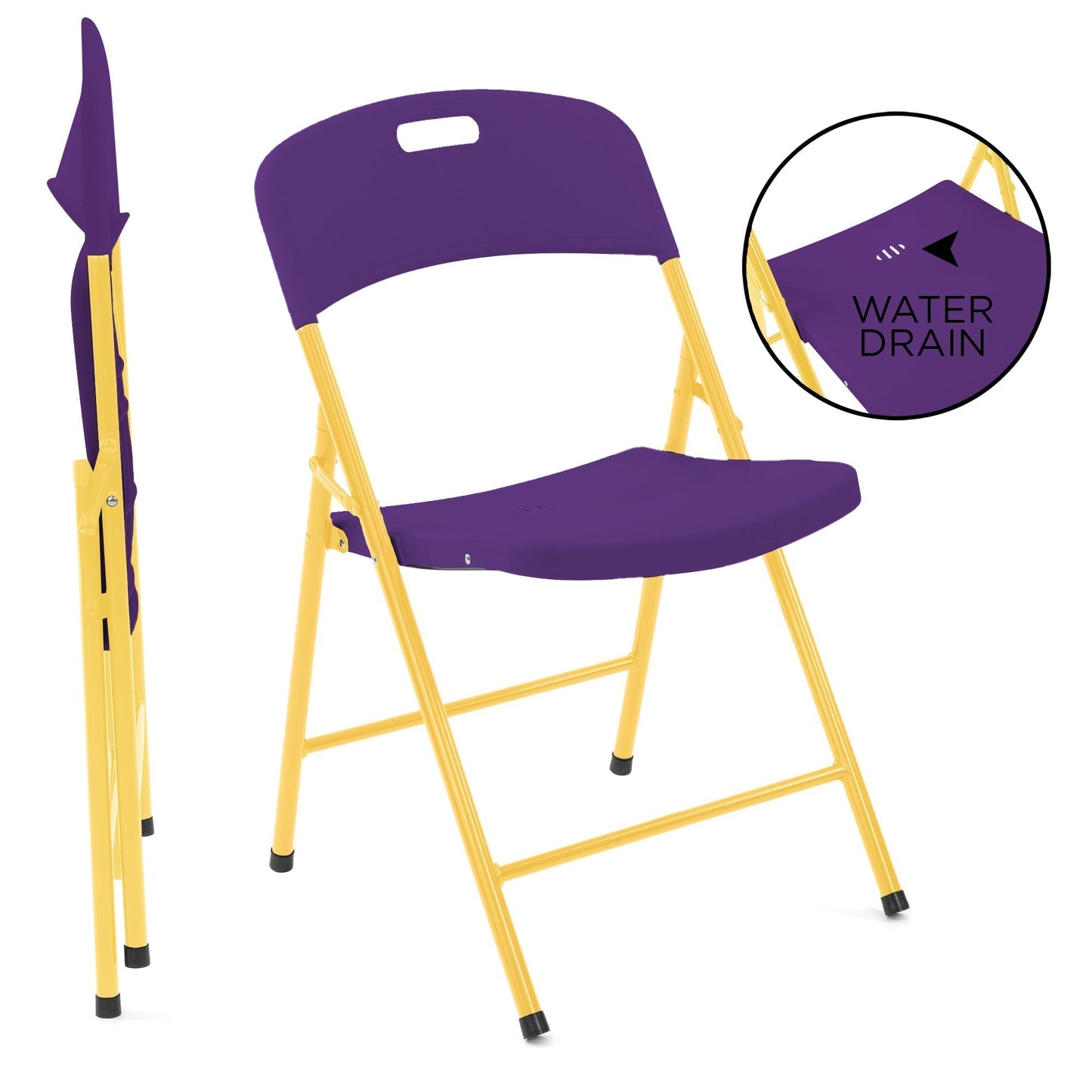 Folding Chairs - 4 Pack - Purple & Yellow